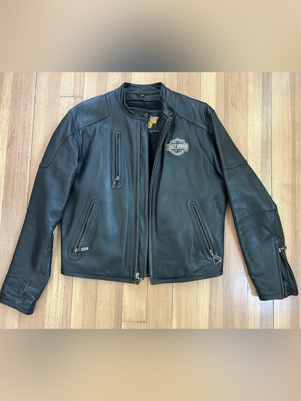 Vintage Harley Davidson Motorcycle Leather Jacket Size M Black